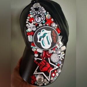 Embellished Black Cap with Colorful Bling and Rock 🎸 Accents